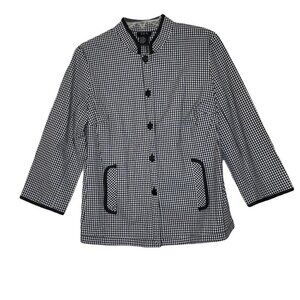 RQT Blk & Wht Gingham Check Cotton Blend Blazer - Sz 12 LN